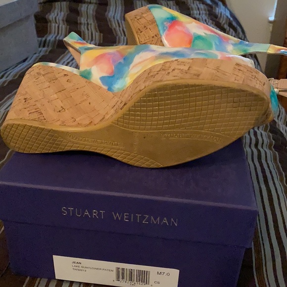Stuart Weitzman Jean Wedge Platform Sandals, Black Suede Stuart Weitzman Jean wedge